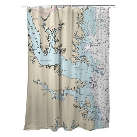 BETSY DRAKE Betsy Drake SH12280HF 70 x 72 in. Chesapeake Bay; VA Nautical Map Shower Curtain SH12280HF